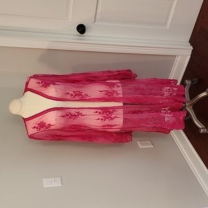 Hot pink lace duster